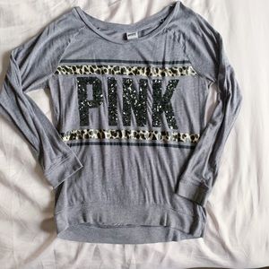 Leopard and black sequin Long sleeve tee